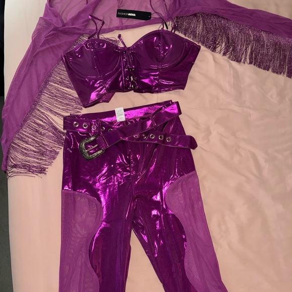 Fashion Nova Purple Fringe Cowgirl Costume set - Picture 5 of 7